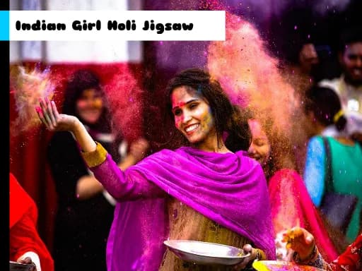 Hindistanlı Kız Holi Yapbozu