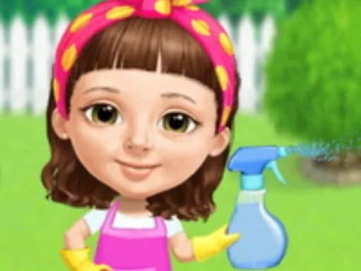 Tatlı Bebek Kız Dağınık Evi Temizliyor